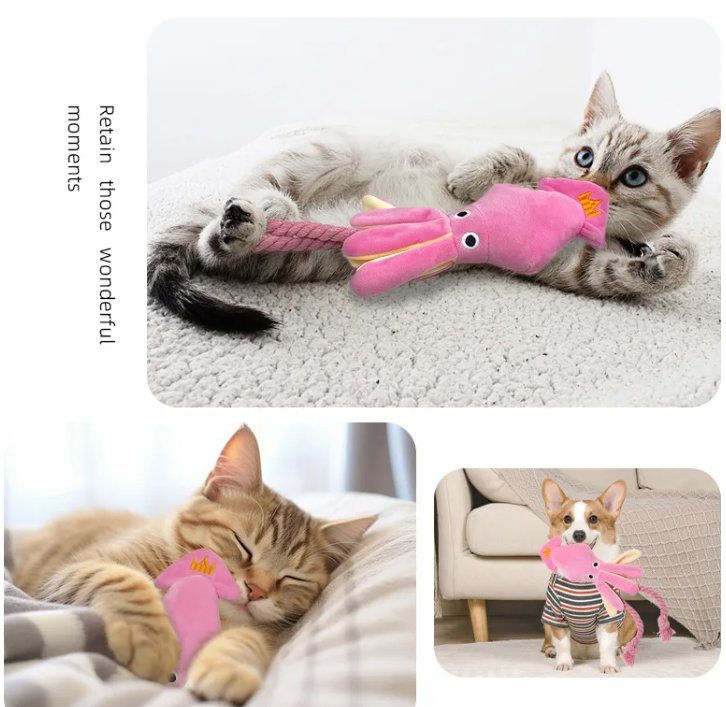 Squid Plush Dog Cat Chew Toy