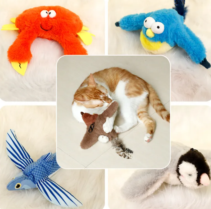 Interactive Bird & Fish Plush Cat Toy – Motion, Sound & Catnip